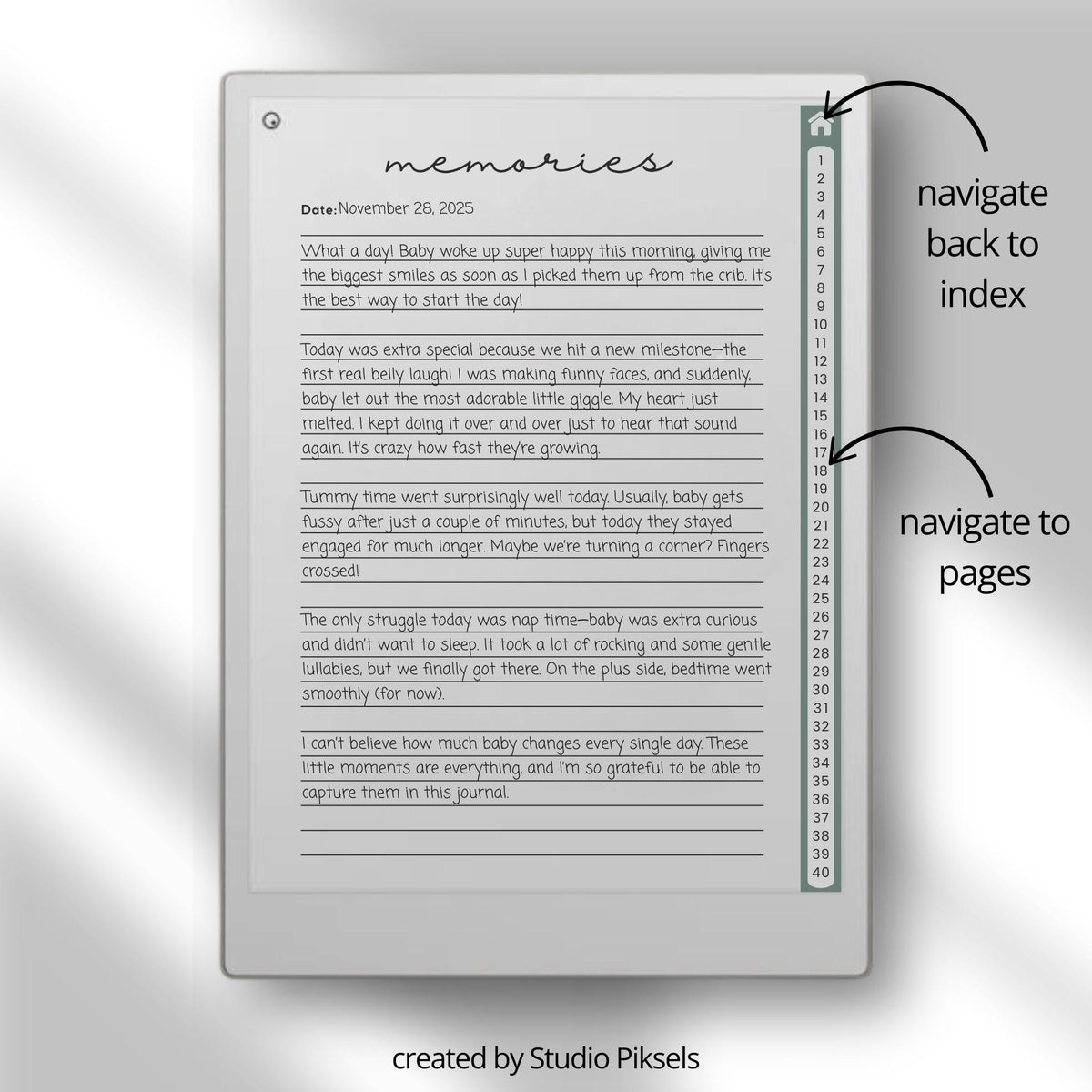 Digital Pregnancy Journal & Baby Milestone Journal for reMarkable Paper Pro