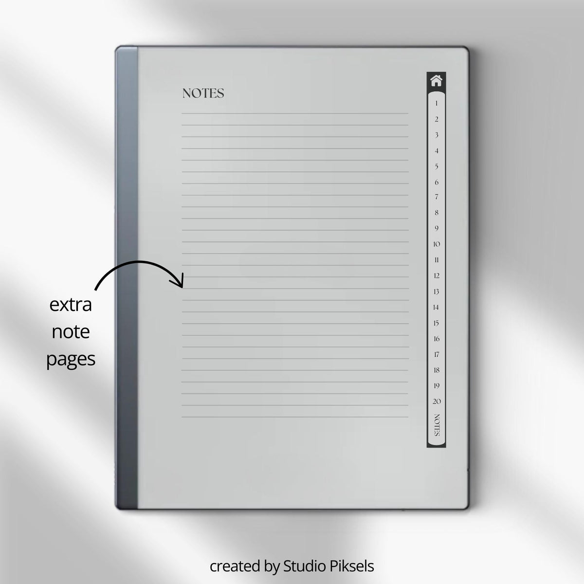 Digital Work Planner for reMarkable 2 with Eisenhower Matrix planning pages, task management layouts, project planner sections, to do lists, notes pages, and hyperlinked PDF navigation.