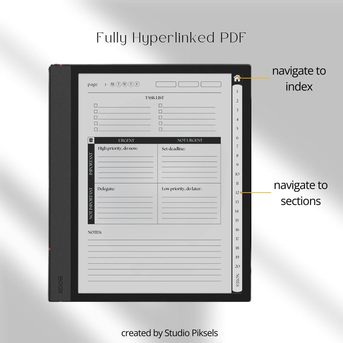 Work Planner for BOOX with Eisenhower Matrix