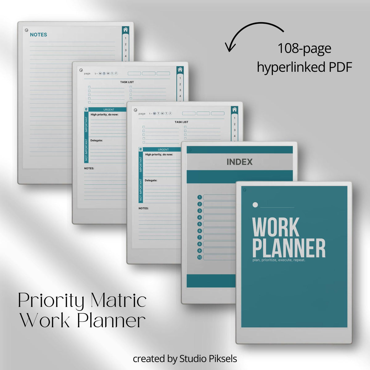 Business productivity bundle for reMarkable Paper Pro with hyperlinked planners, workflow templates, client logbook, meeting notes, task trackers, budget planner, mind map layouts, and digital business organization system designed for structured planning and efficient workflow management.