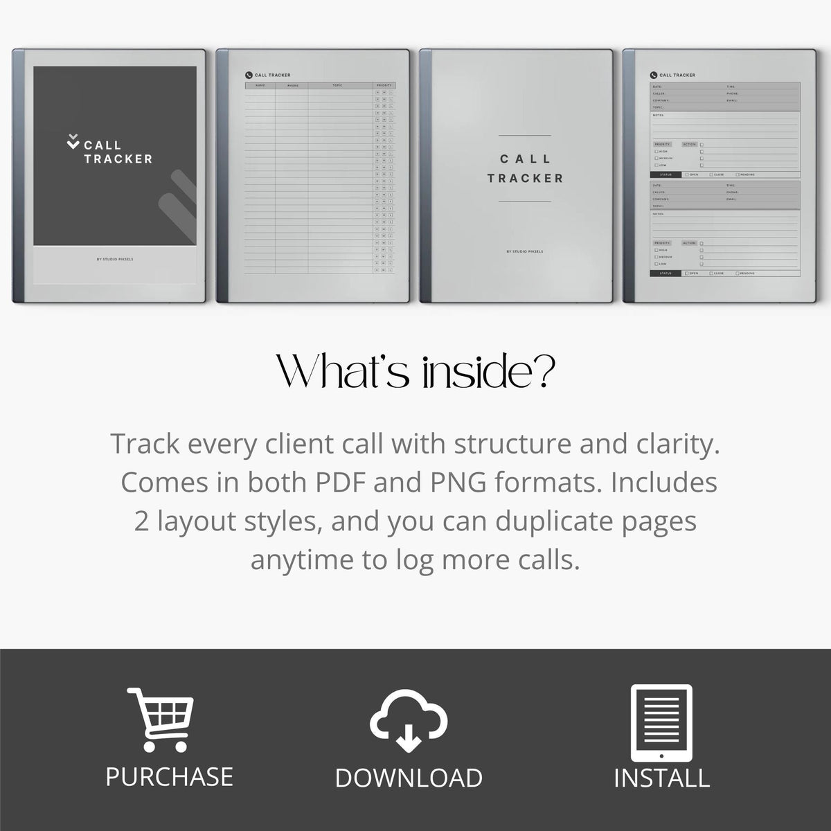 Keep your phone conversations organized, documented, and easy to reference with this Phone Call Tracker for reMarkable 2 and Paper Pure