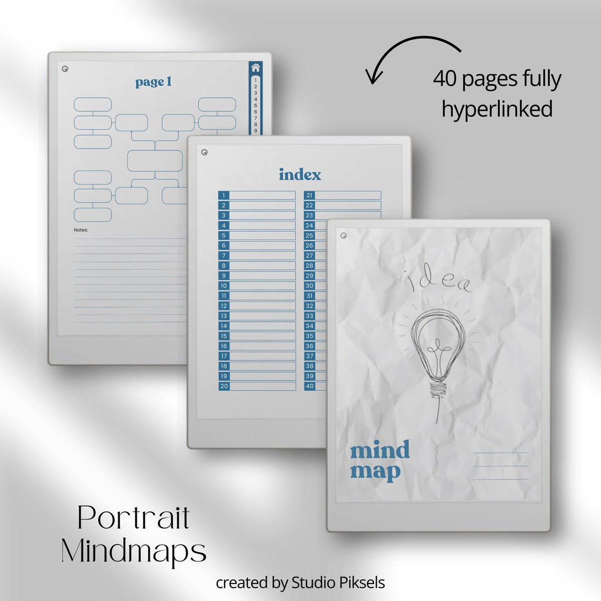 Business productivity bundle for reMarkable Paper Pro with hyperlinked planners, workflow templates, client logbook, meeting notes, task trackers, budget planner, mind map layouts, and digital business organization system designed for structured planning and efficient workflow management.