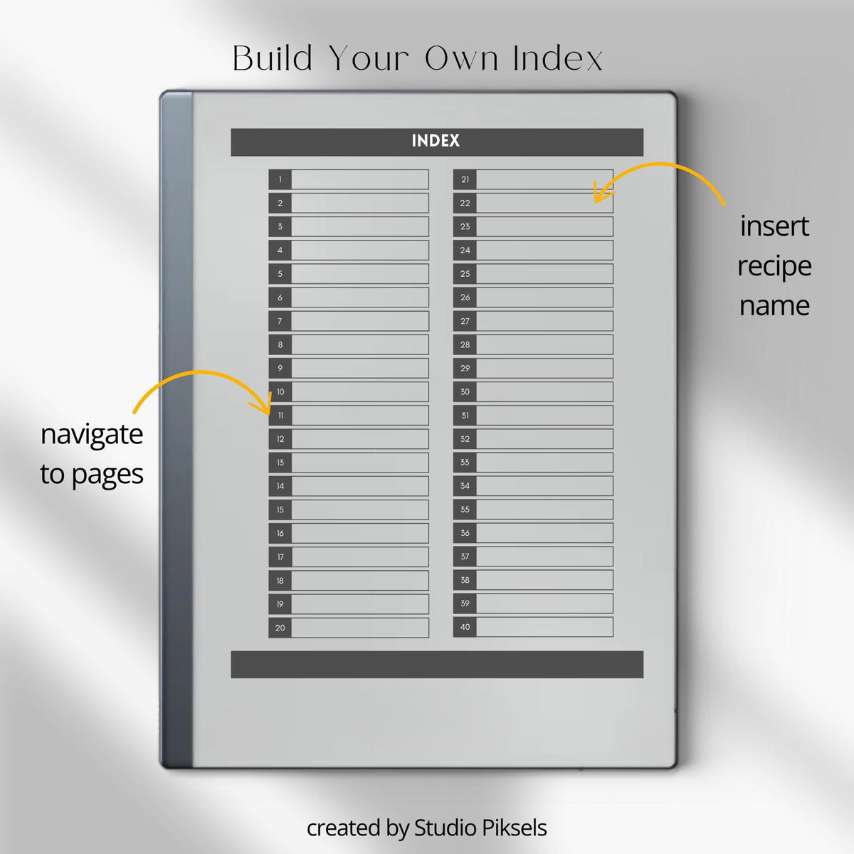 Recipe Book Collection for reMarkable 2 and reMarkable Paper Pure featuring hyperlinked cooking, baking, and drink recipe notebooks with reusable digital recipe templates and minimalist monochrome covers