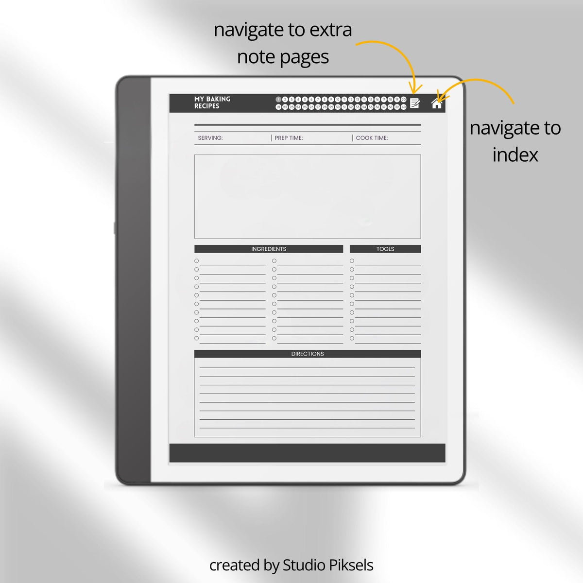 Hyperlinked Recipe Books Collection for Kindle Scribe featuring cooking, baking, and drink recipe templates with organized meal planning pages, recipe trackers, and digital cookbook layouts.