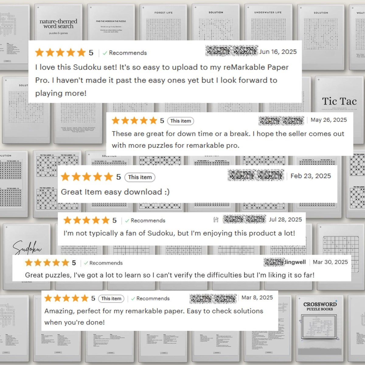 Mega Puzzle Book Bundle for reMarkable showcasing an e-ink optimized layout for a smooth and distraction-free puzzle-solving experience.