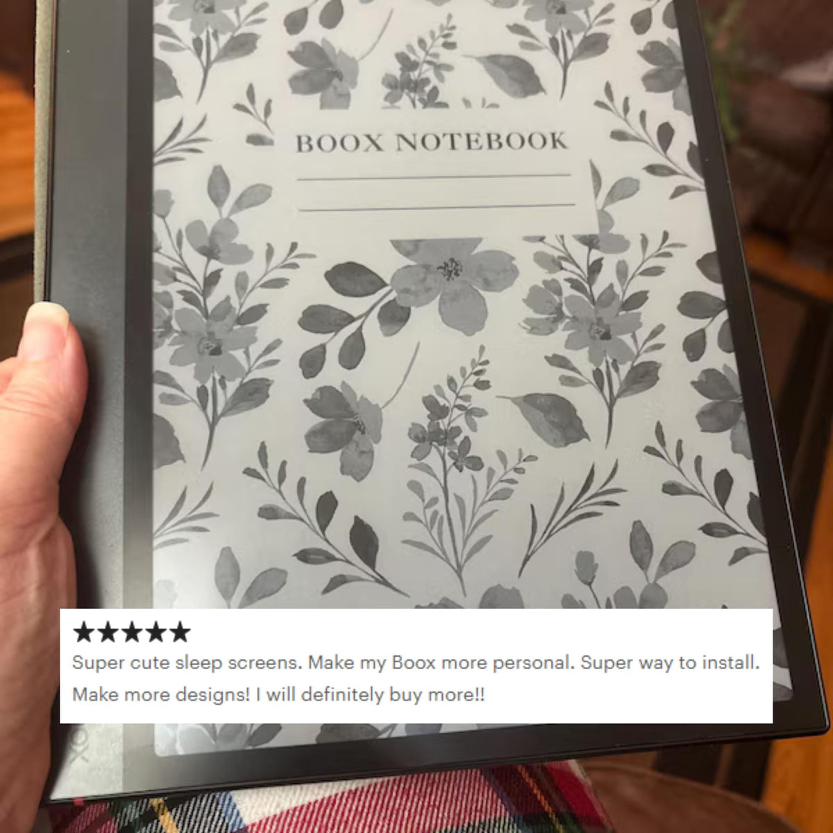 BOOX Sleep Screen Bundle with four elegant floral and botanical screen covers for BOOX and grayscale E Ink devices