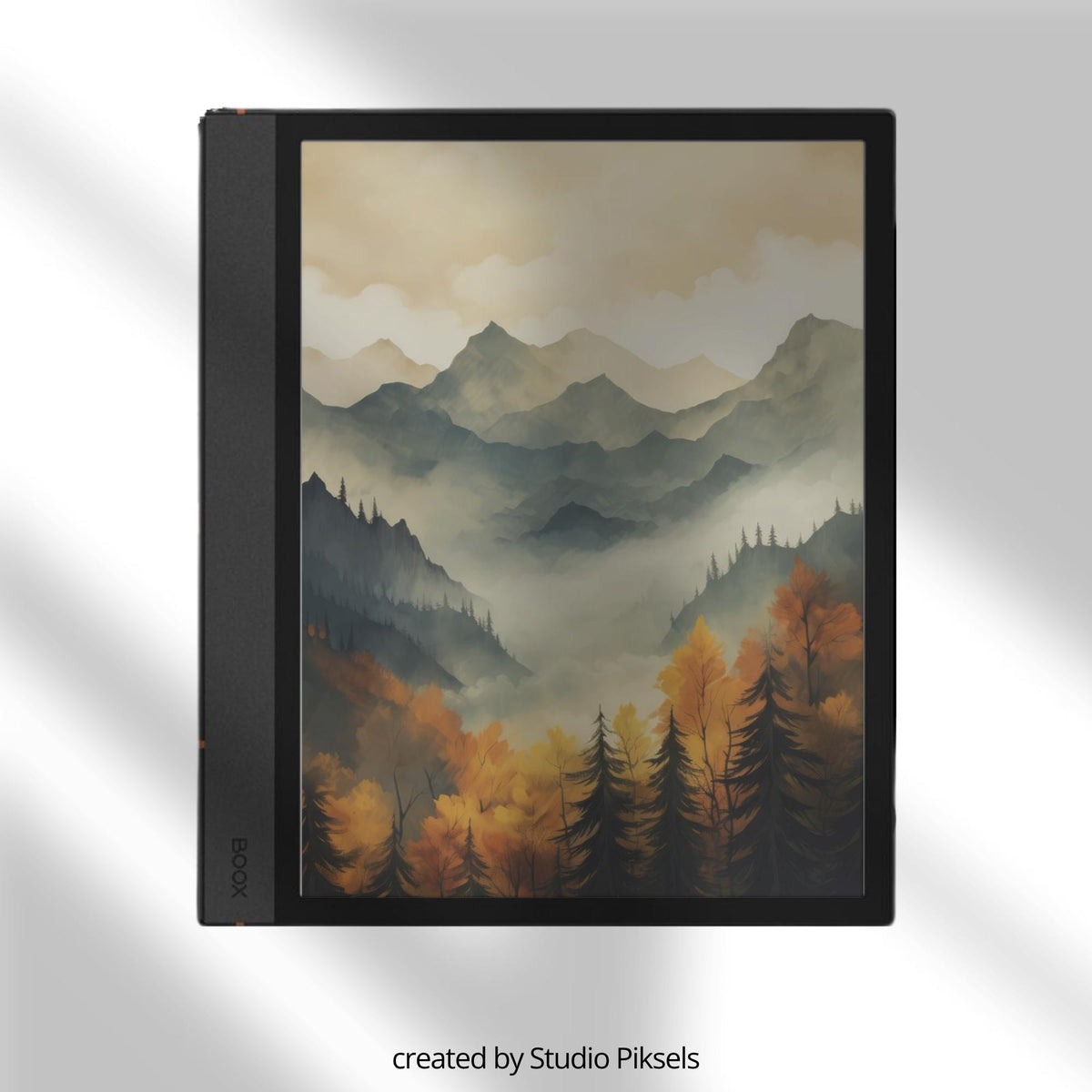 BOOX Sleep Screen Bundle with 24 watercolor nature-inspired screensavers featuring mountains, forests, and lakes for BOOX E Ink devices