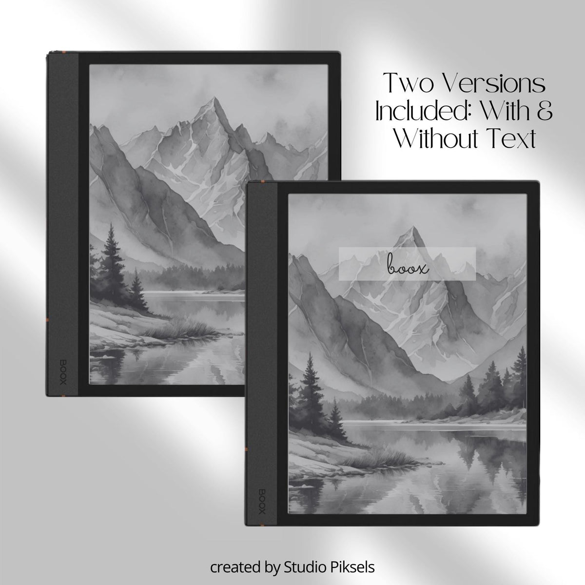 BOOX Sleep Screen Bundle with 24 grayscale nature-inspired screensavers featuring landscape artwork for BOOX E Ink devices 