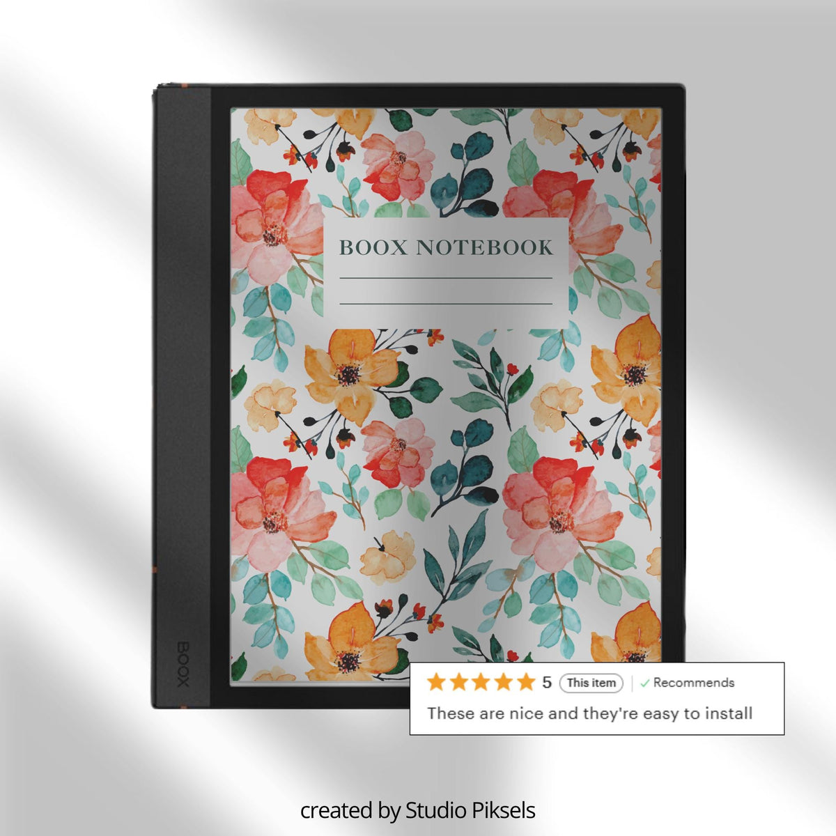 BOOX Sleep Screen Bundle with floral and butterfly nature-inspired screen covers for BOOX color and grayscale E Ink devices