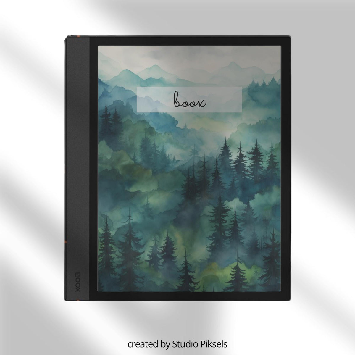 BOOX Sleep Screen Bundle with 24 watercolor nature-inspired screensavers featuring mountains, forests, and lakes for BOOX E Ink devices