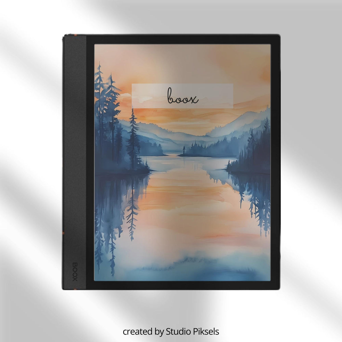 BOOX Sleep Screen Bundle with 24 watercolor nature-inspired screensavers featuring mountains, forests, and lakes for BOOX E Ink devices
