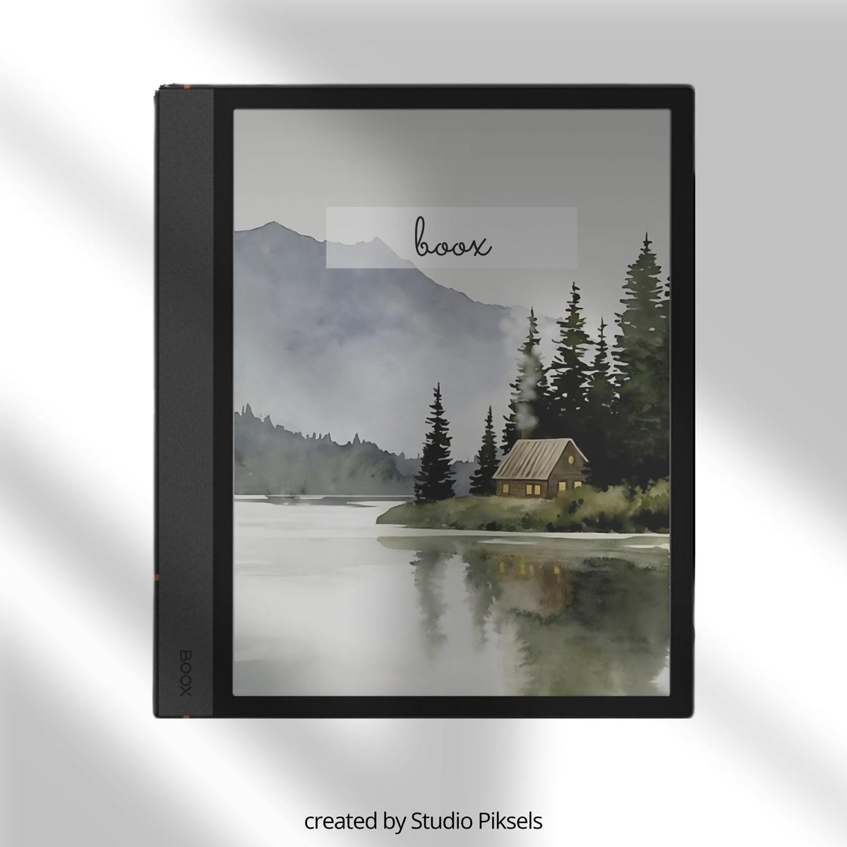 BOOX Sleep Screen Bundle with 24 watercolor nature-inspired screensavers featuring mountains, forests, and lakes for BOOX E Ink devices