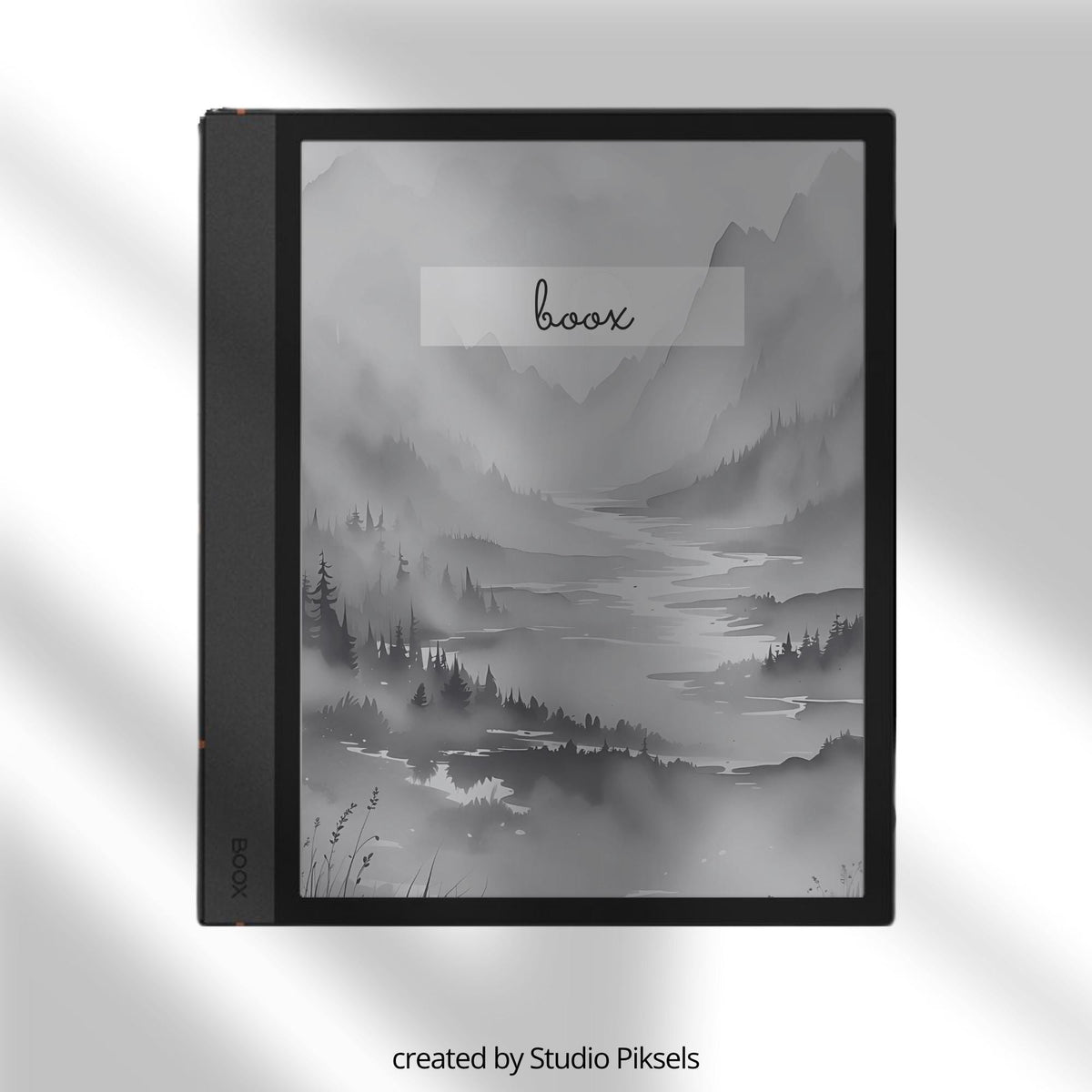 BOOX Sleep Screen Bundle with 24 grayscale nature-inspired screensavers featuring landscape artwork for BOOX E Ink devices 