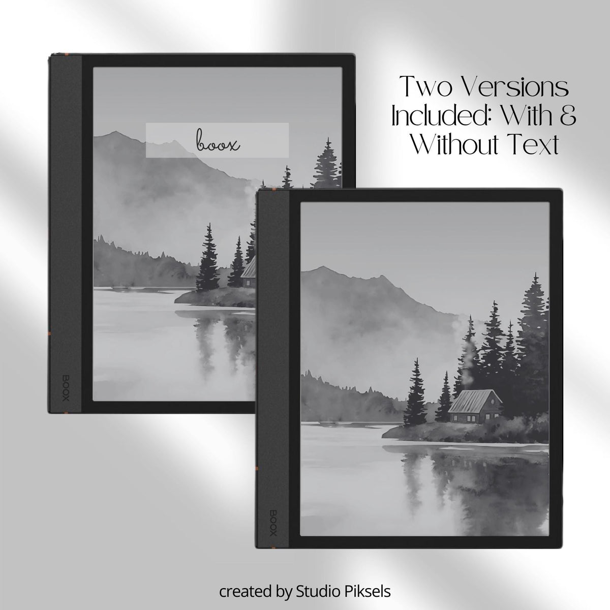 BOOX Sleep Screen Bundle with 24 grayscale nature-inspired screensavers featuring landscape artwork for BOOX E Ink devices 