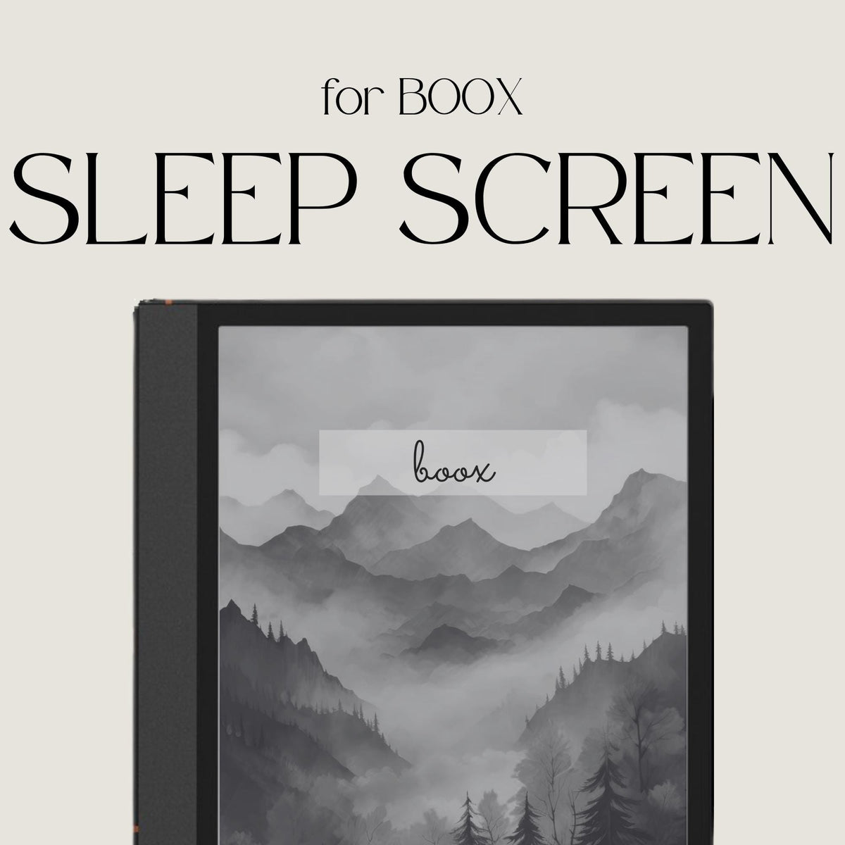 BOOX Sleep Screen Bundle with 24 grayscale nature-inspired screensavers featuring landscape artwork for BOOX E Ink devices 