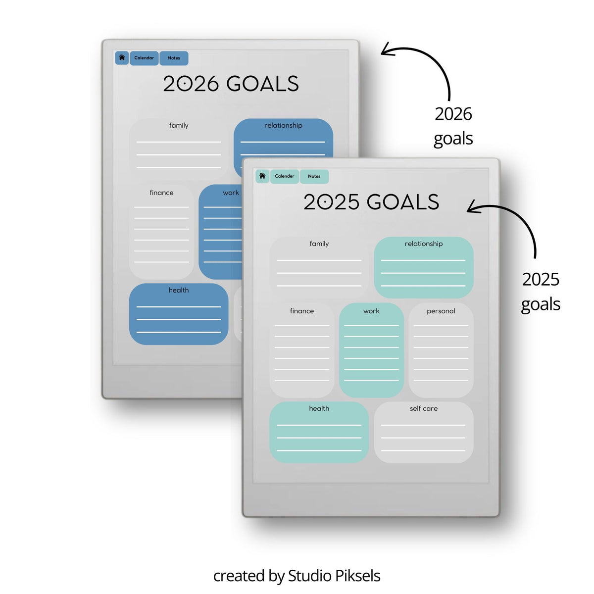 2026 Planner for reMarkable Paper Pro: Digital Hyperlinked Personal Planner, Goal Planner, Calendar and Yearly Planner for...