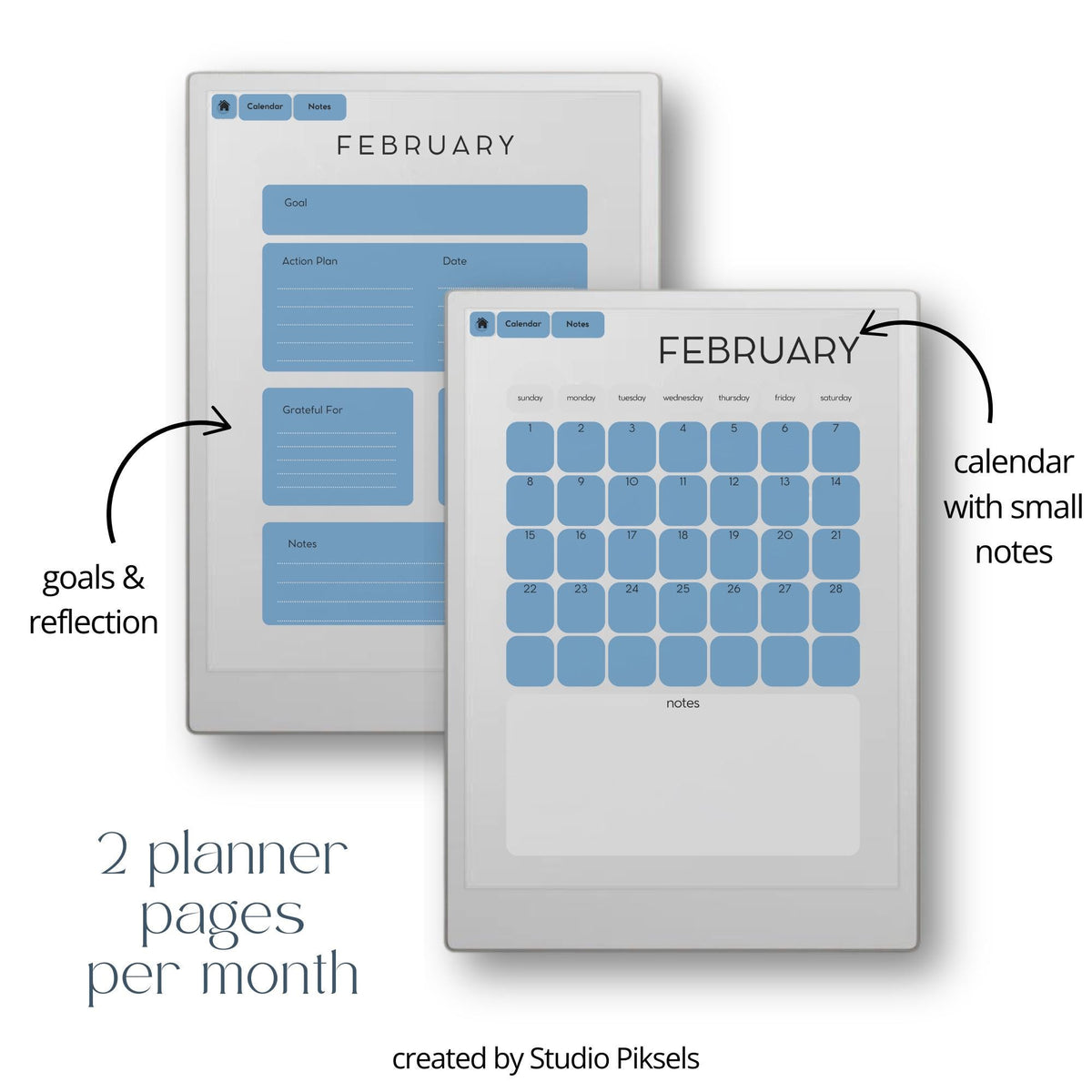2026 Planner for reMarkable Paper Pro: Digital Hyperlinked Personal Planner, Goal Planner, Calendar and Yearly Planner for...