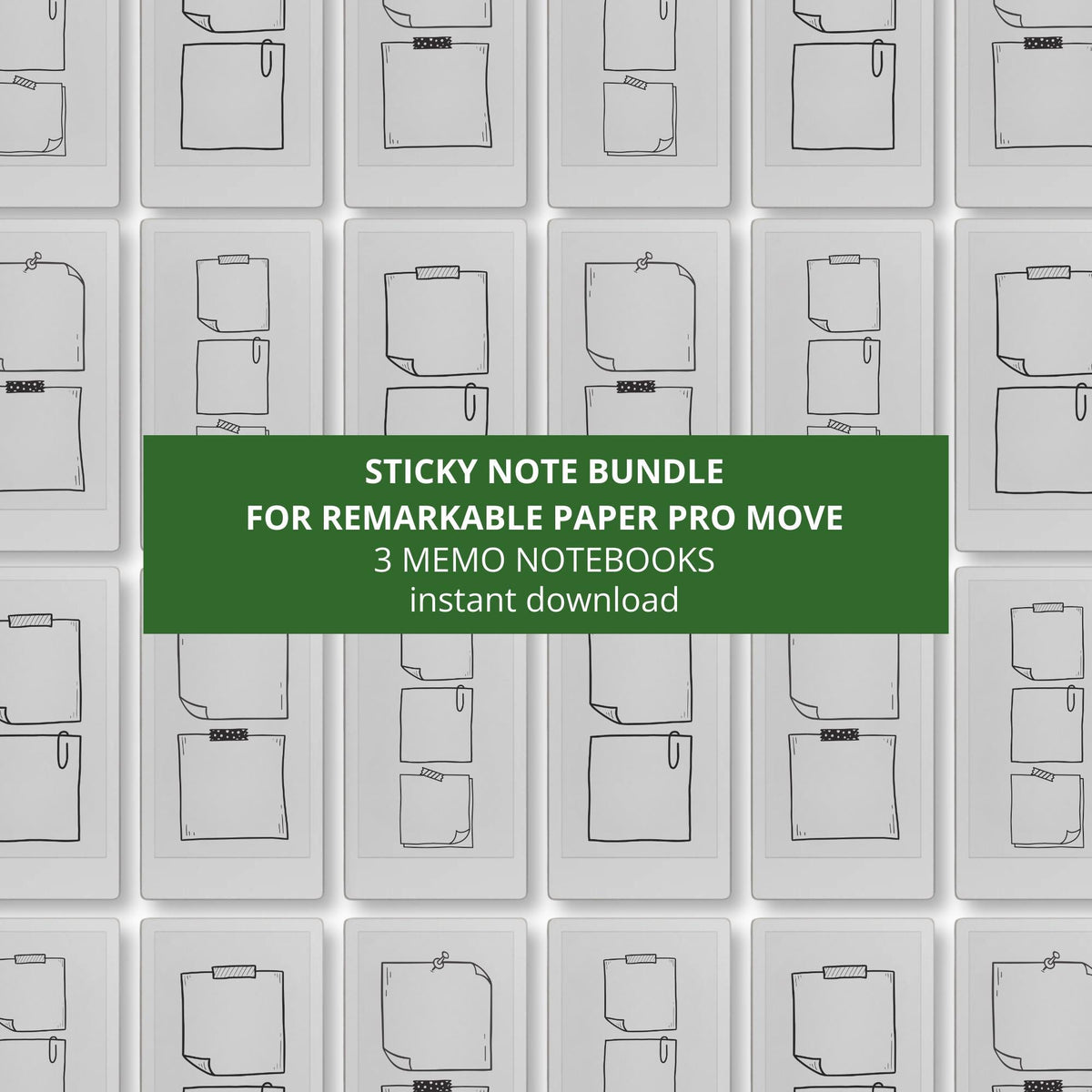 Sticky Notes Bundle for reMarkable Paper Pro Move with reusable digital sticky note notebooks and compact note-taking layouts