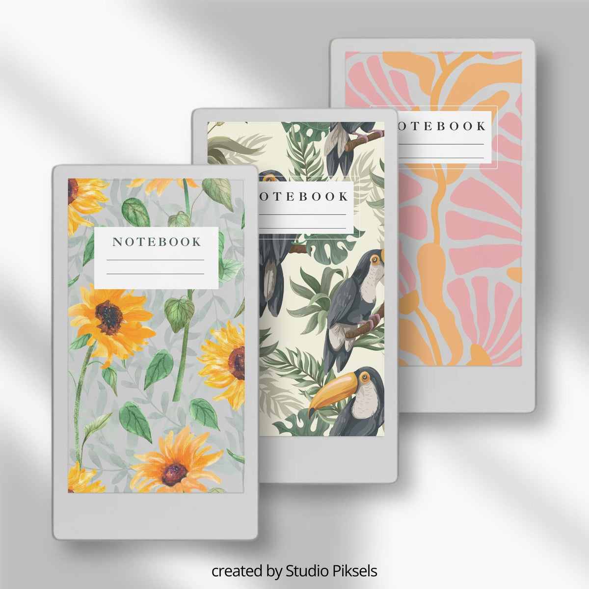 Digital notebooks with this Floral Notebook Cover Bundle designed for reMarkable Paper Pro Move. Featuring watercolor flowers, botanical patterns, and elegant floral artwork.