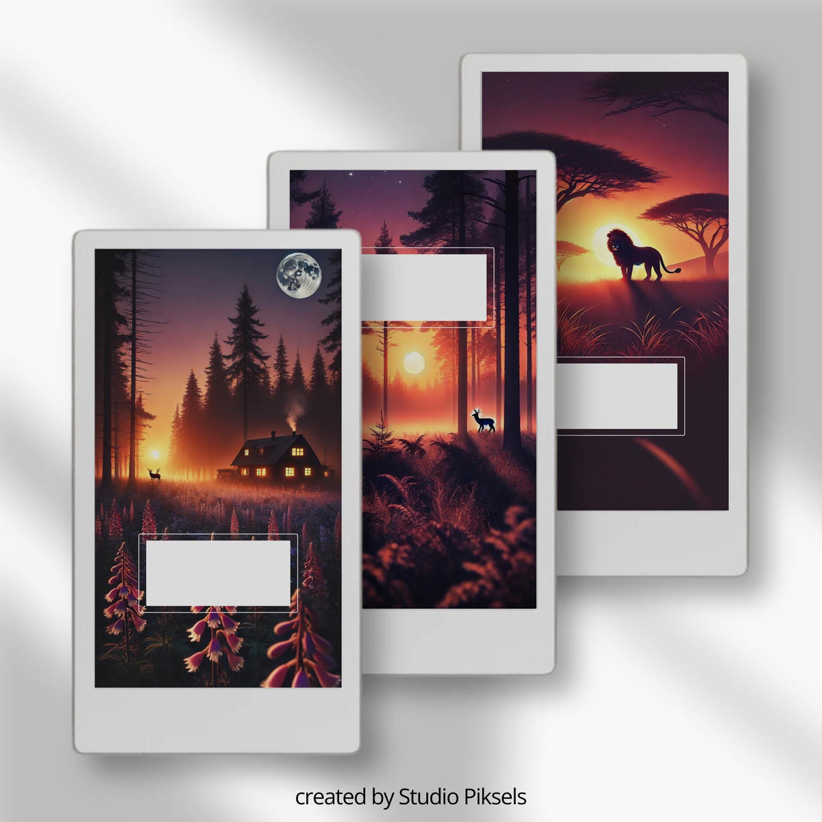 Bring the serenity of the forest to your reMarkable Paper Pro Move with this set of 13 digital notebook covers. Each design features woodland scenes, glowing sunsets, moonlit nights, and cozy cabins to create a nature-inspired aesthetic.