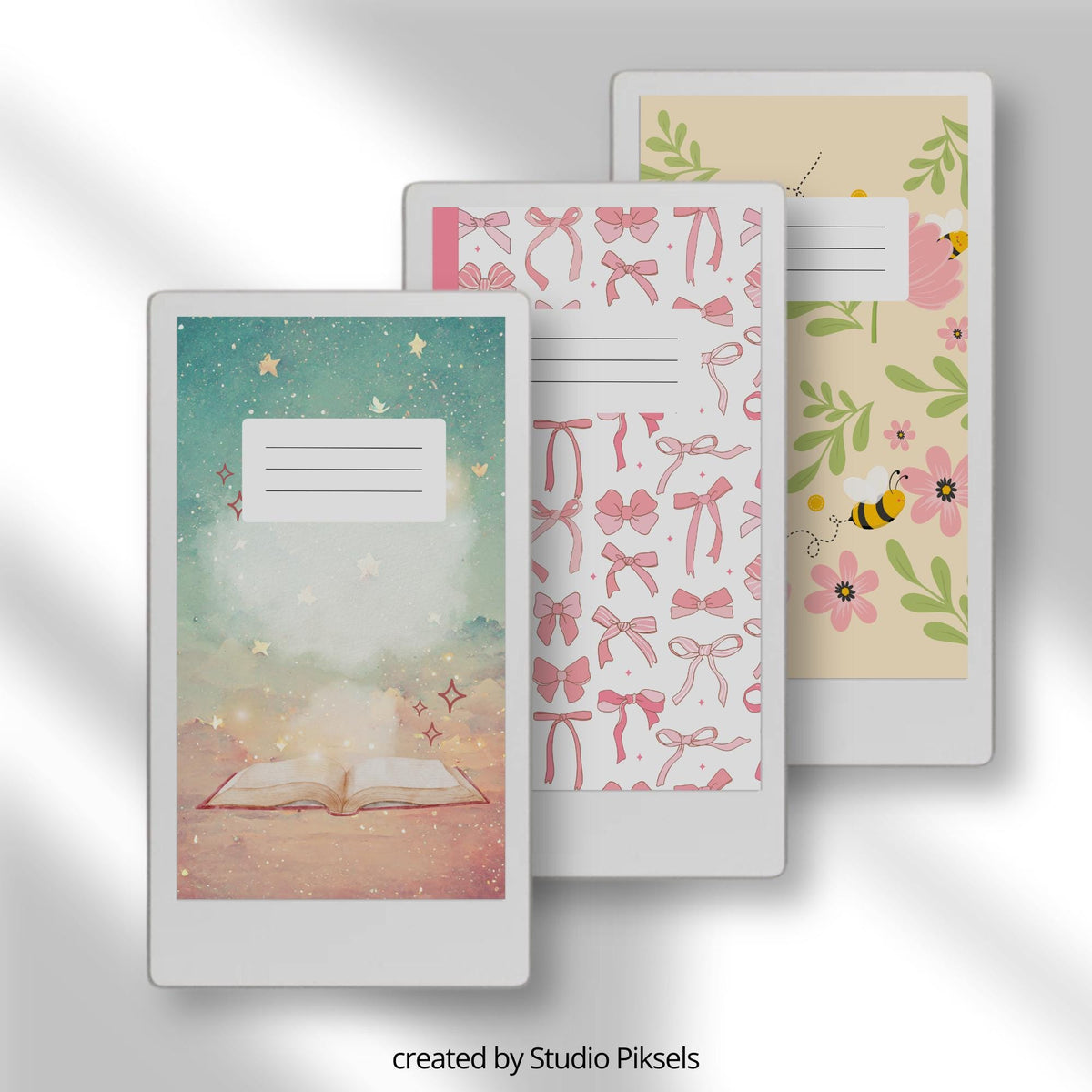 Mixed Pattern Notebook Cover Bundle for reMarkable Paper Pro Move: Digital Covers With Plaid, Celestial, and Whimsical Designs