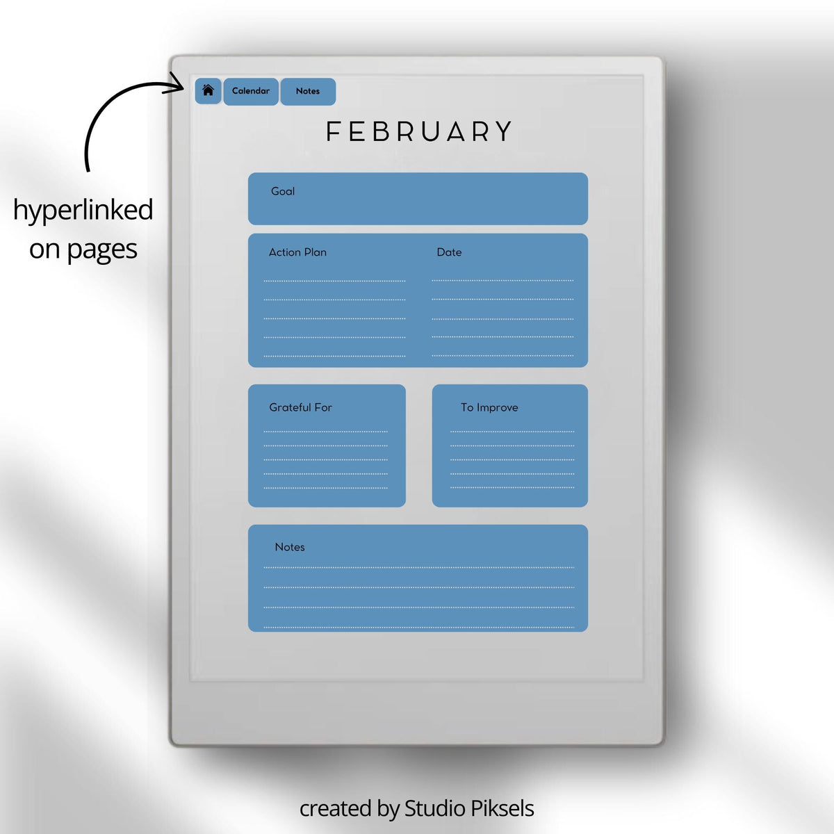 2026 Planner for reMarkable Paper Pro: Digital Hyperlinked Personal Planner, Goal Planner, Calendar and Yearly Planner for...