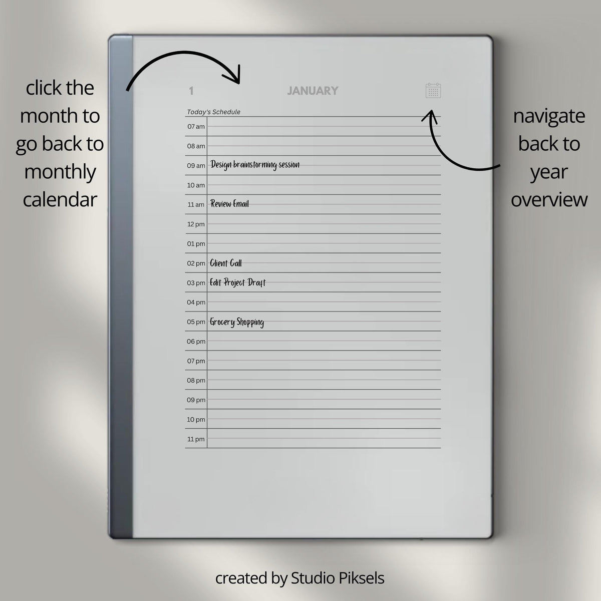 2026 + 2027 Daily Year Planners for reMarkable 2 & Paper Pure digital product preview.