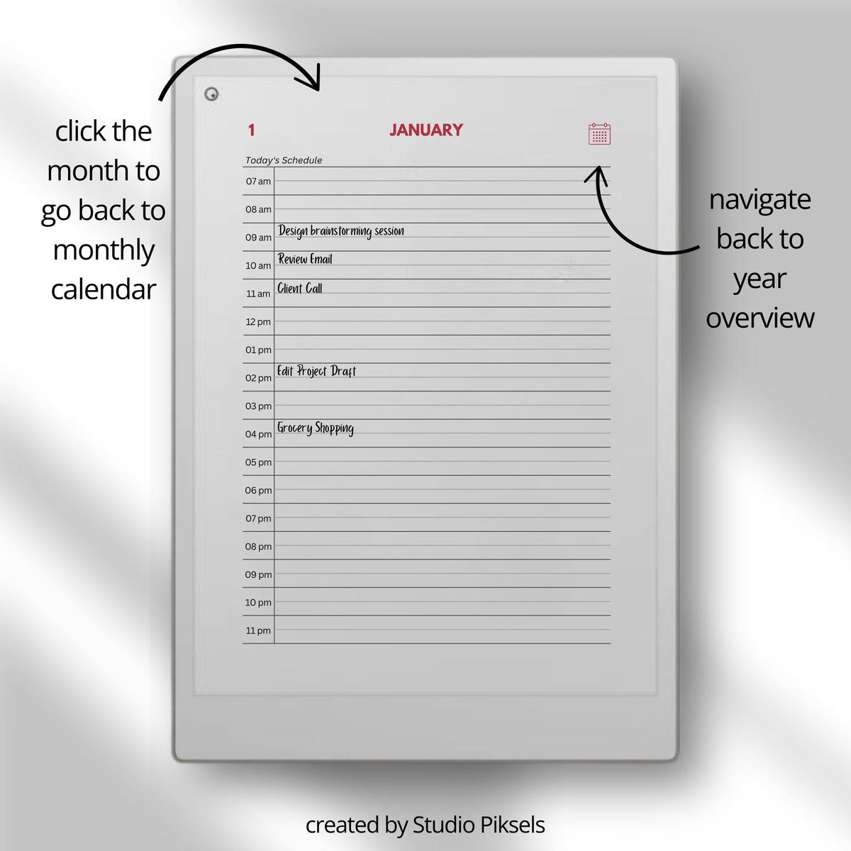 2-Year Hyperlinked Planner Bundle for reMarkable Paper Pro with daily hourly schedules, monthly calendars, and yearly planning pages for 2026 and 2027