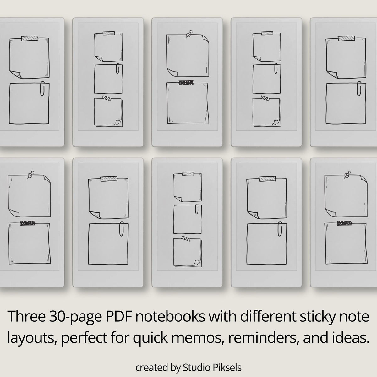 Sticky Notes Bundle for reMarkable Paper Pro Move with reusable digital sticky note notebooks and compact note-taking layouts