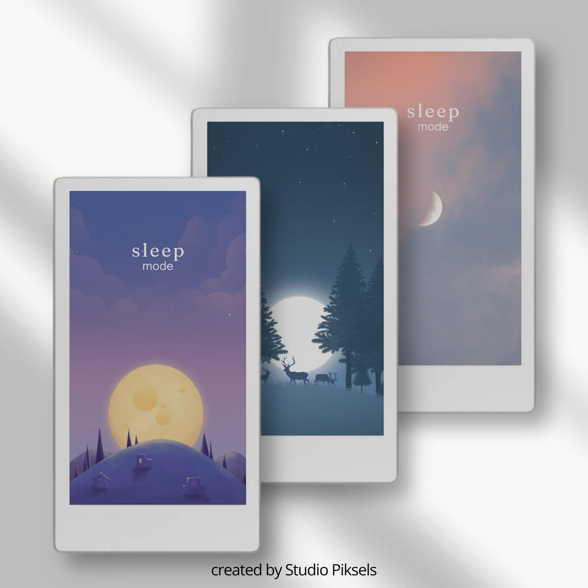 Customize your device with this Lunar Sleep Screen Bundle designed for reMarkable Paper Pro Move. This collection includes 24 moon-inspired sleep screens featuring glowing moons, lunar phases, eclipses, starry skies, and atmospheric night scenes that bring a calm and celestial look to your device during sleep mode.