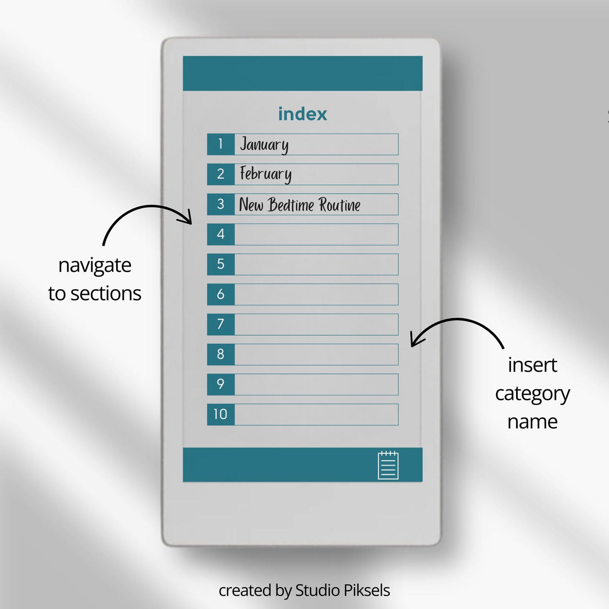 Sleep Tracker Notebook for reMarkable Paper Pro Move: Hyperlinked Sleep Log Template With 10 Sections and 4 Color Versions