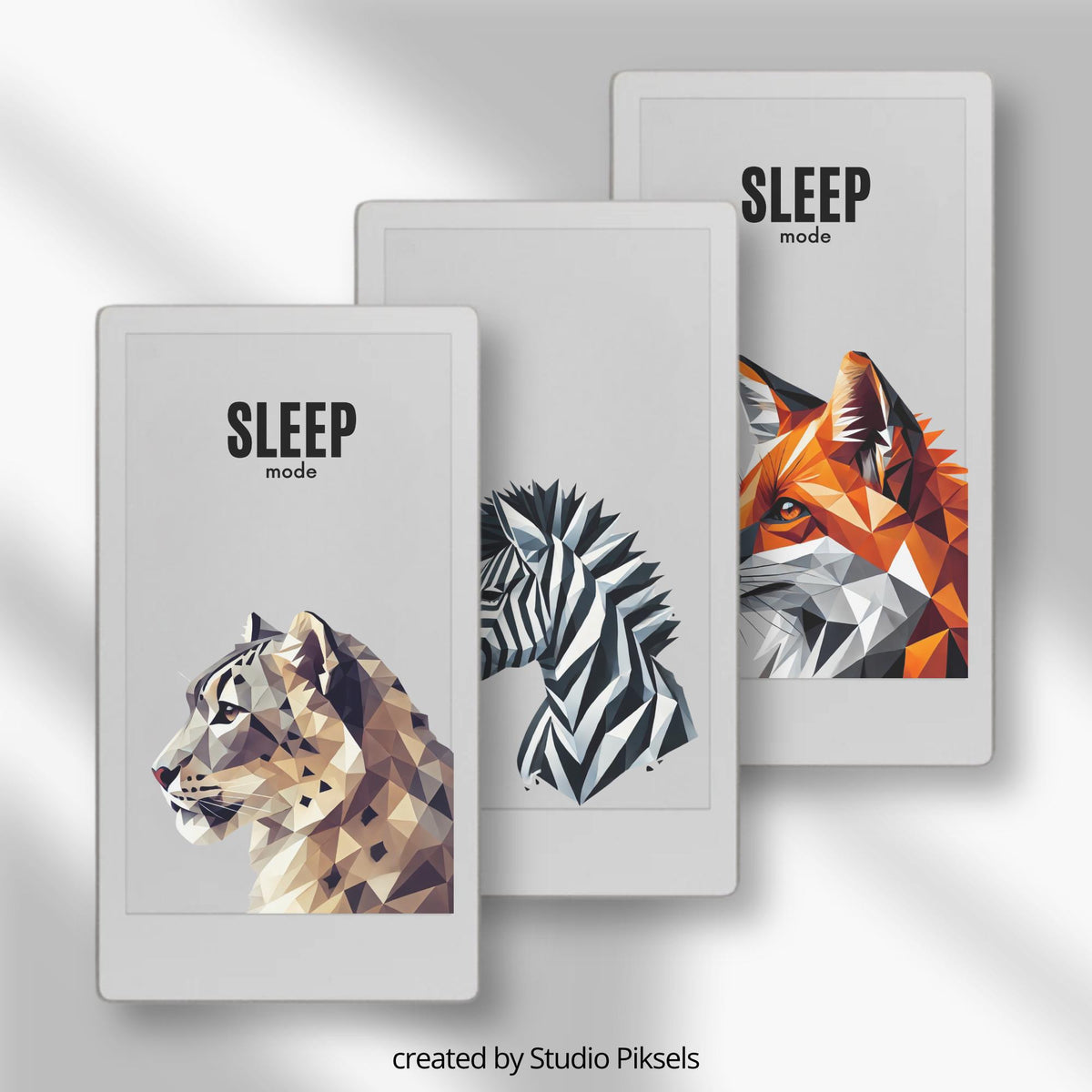 Customize your device with this Animal Art Sleep Screen Bundle designed for reMarkable Paper Pro Move. This collection includes 10 geometric animal sleep screen designs featuring modern digital artwork, bold colors, and stylized wildlife portraits that bring a creative and artistic look to your device during sleep mode.