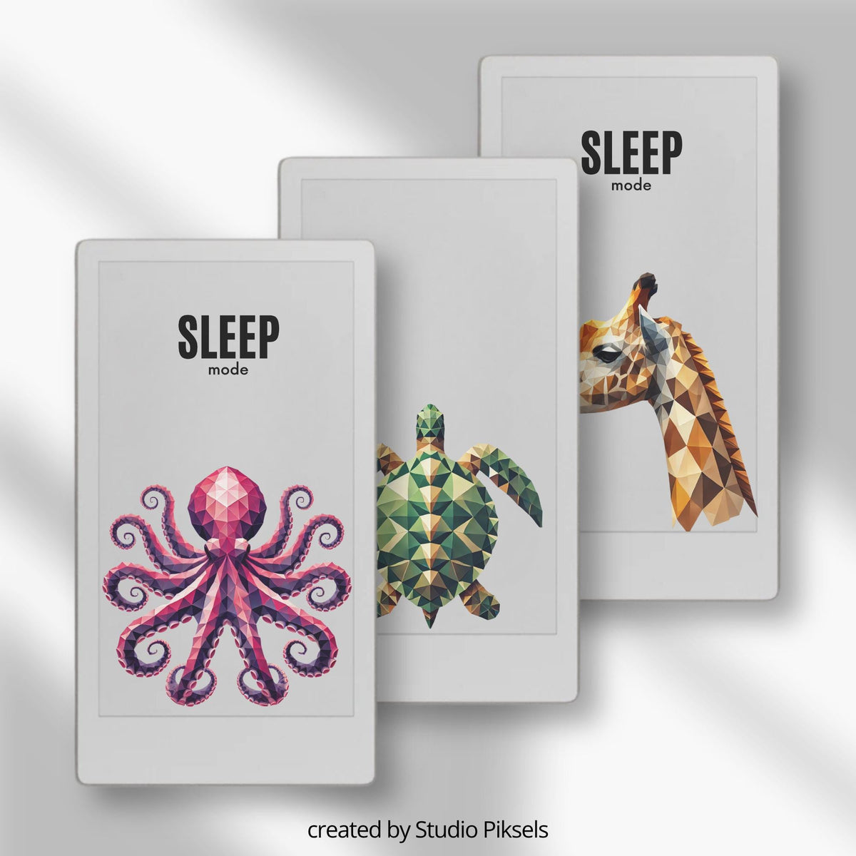 Customize your device with this Animal Art Sleep Screen Bundle designed for reMarkable Paper Pro Move. This collection includes 10 geometric animal sleep screen designs featuring modern digital artwork, bold colors, and stylized wildlife portraits that bring a creative and artistic look to your device during sleep mode.