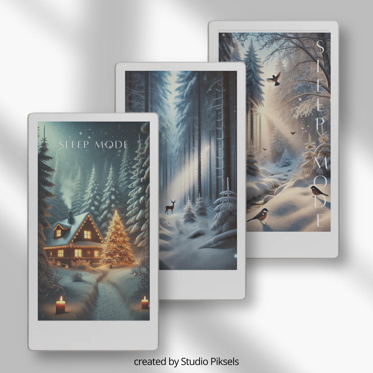 Transform your reMarkable Paper Pro Move into a winter retreat with this seasonal sleep screen bundle. Featuring cabins, snowy forests, and starry nights, each design adds a cozy and calming atmosphere to your device.