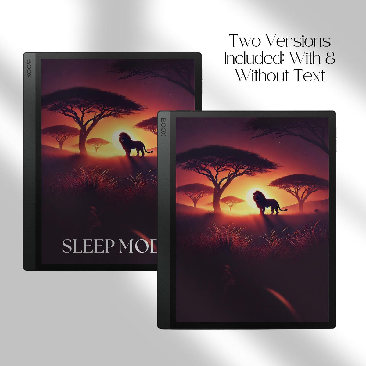 BOOX Sleep Screen Bundle with 26 forest and nature screensavers featuring cabins, sunsets, and peaceful landscapes for BOOX E Ink devices