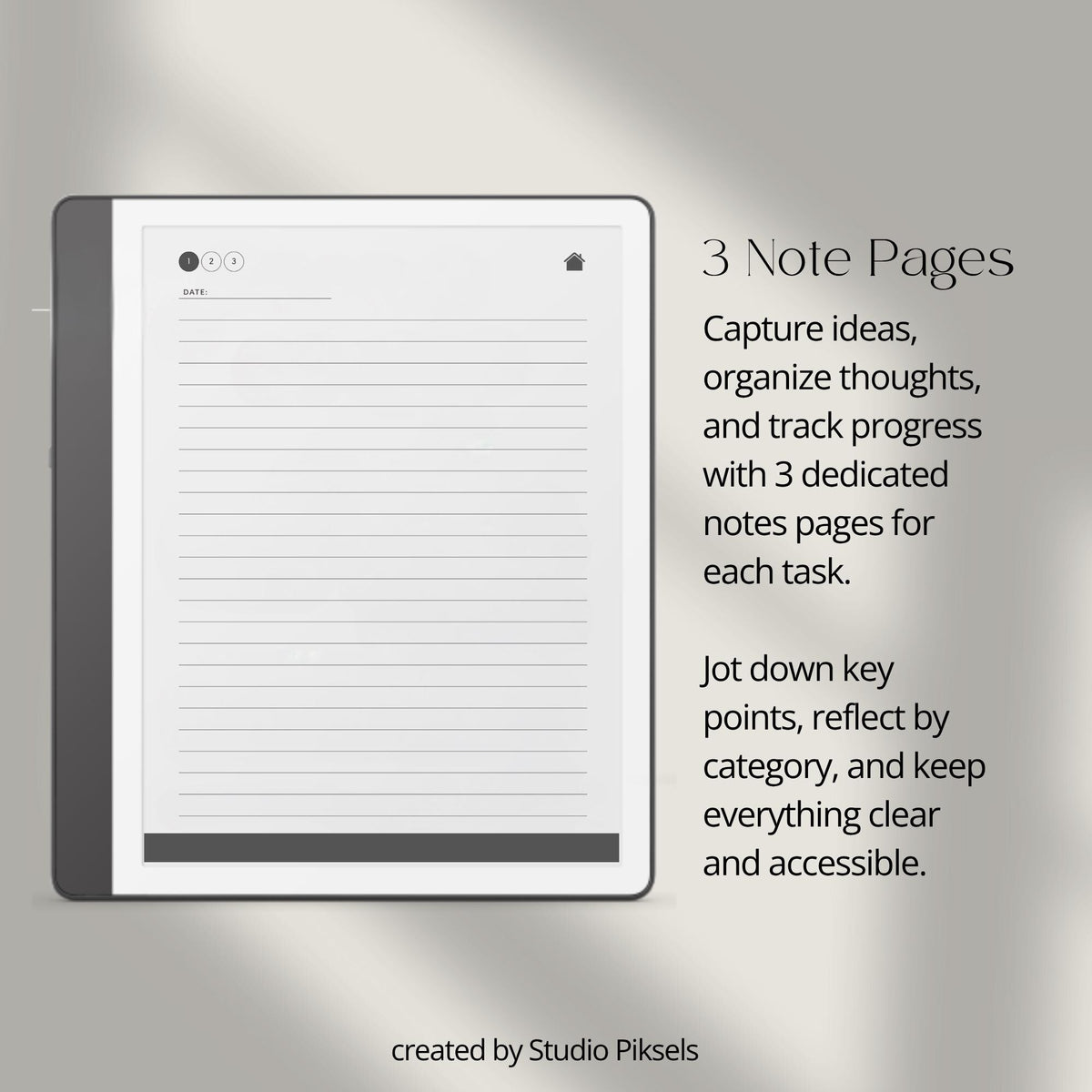 Hyperlinked To Do List Notebook for Kindle Scribe with interactive task pages, linked notes layouts, and grayscale digital planning design.