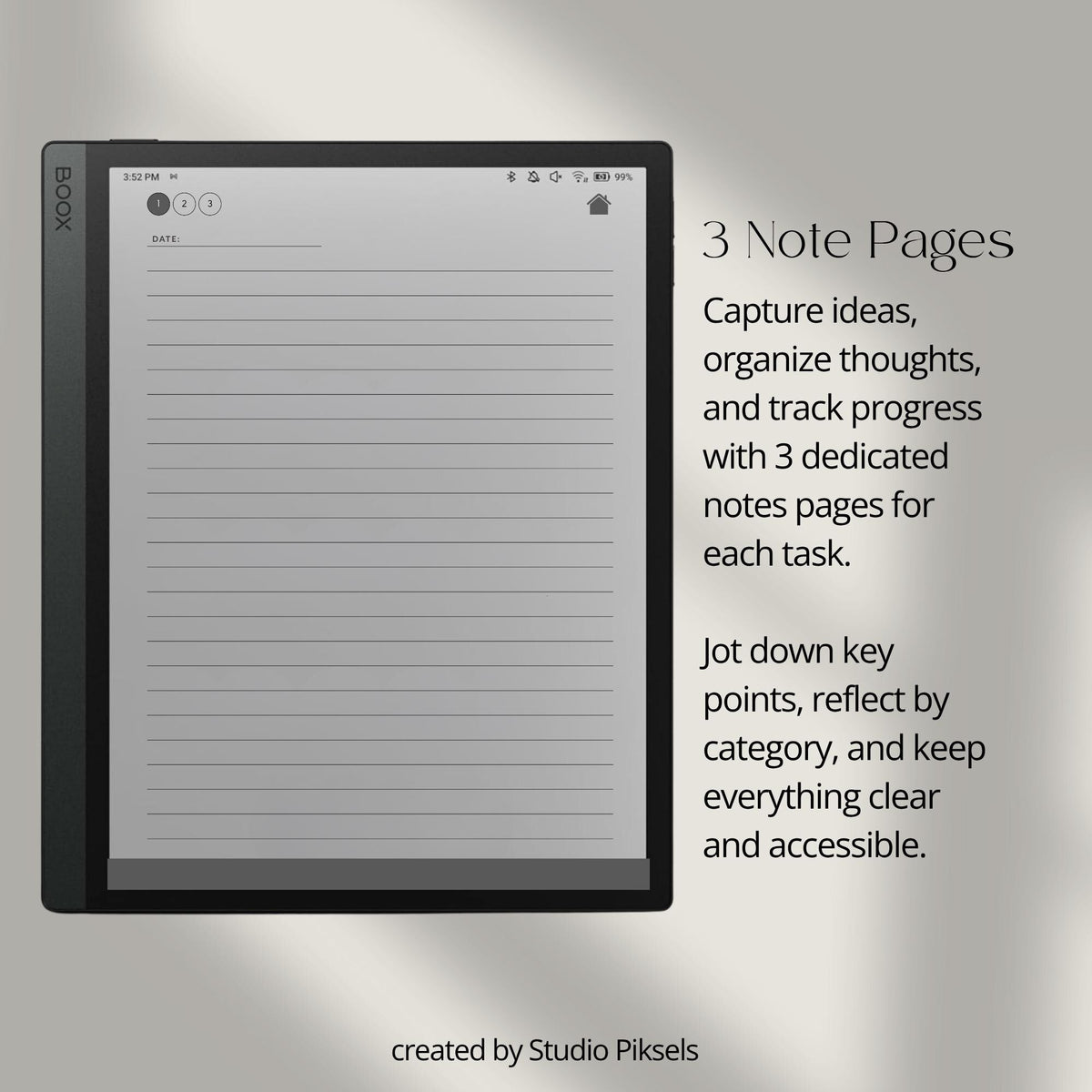Hyperlinked To Do List for BOOX with linked task pages, grayscale productivity layouts, and digital planning notebook design.