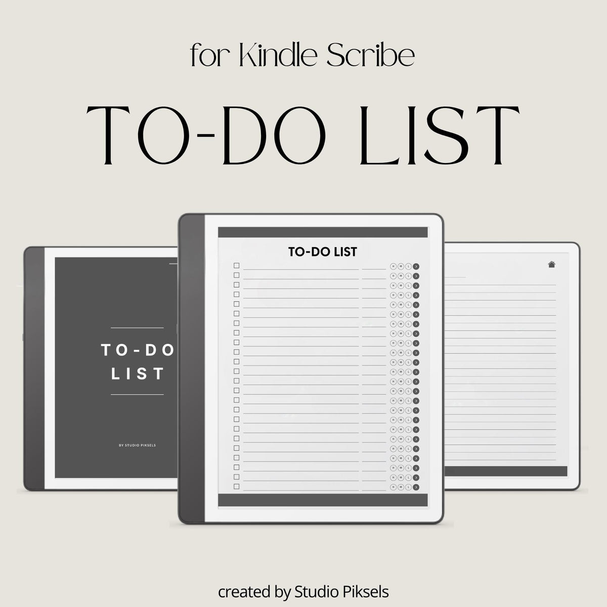 Hyperlinked To Do List Notebook for Kindle Scribe with interactive task pages, linked notes layouts, and grayscale digital planning design.