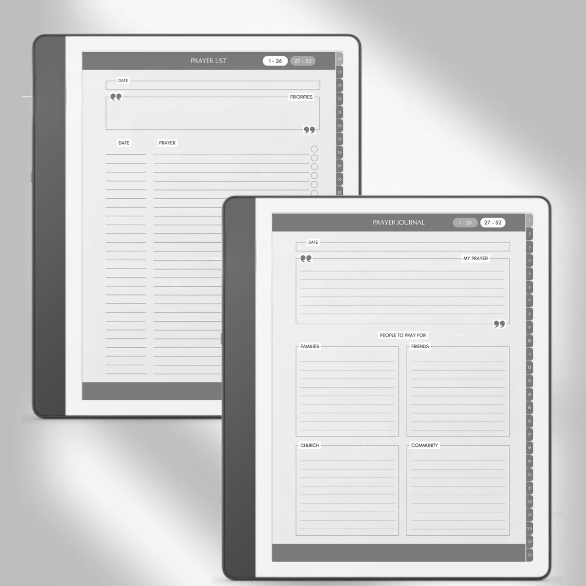 Bible Study Journal Bundle for Kindle Scribe with hyperlinked scripture study journals, sermon notes, prayer pages, and devotion templates.