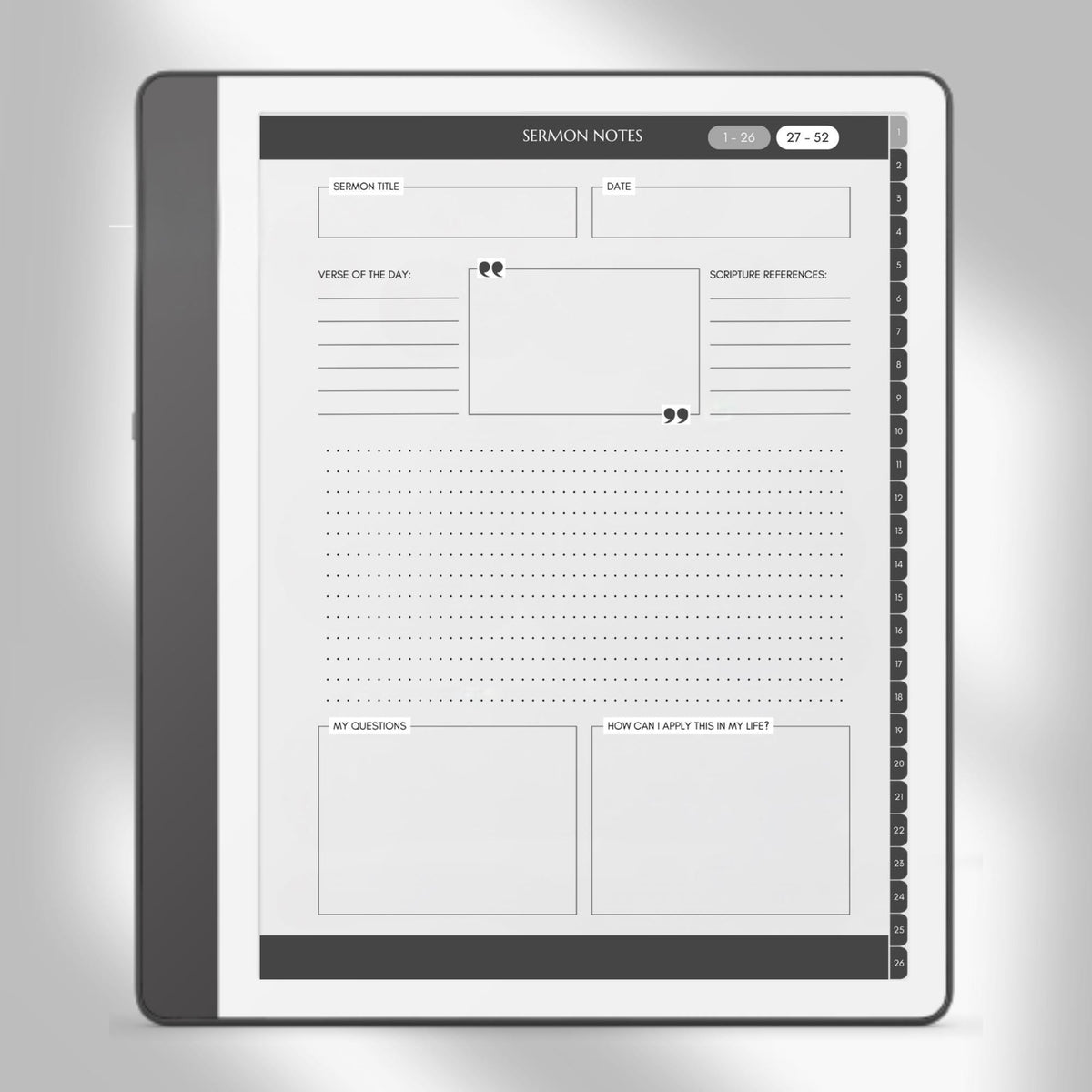 Bible Study Journal Bundle for Kindle Scribe with hyperlinked scripture study journals, sermon notes, prayer pages, and devotion templates.