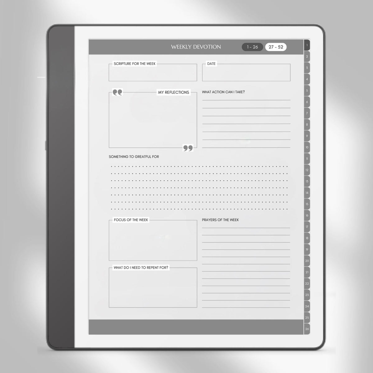 Bible Study Journal Bundle for Kindle Scribe with hyperlinked scripture study journals, sermon notes, prayer pages, and devotion templates.