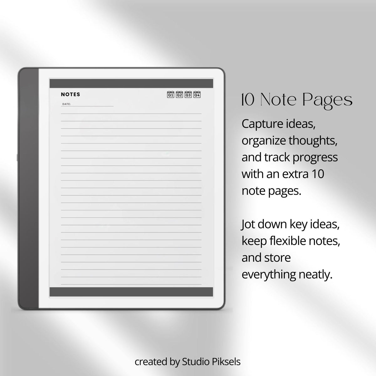 2026 Hyperlinked Weekly Planner for Kindle Scribe featuring weekly spreads, quarterly calendar overviews, linked notes pages, and minimalist digital planner layouts.