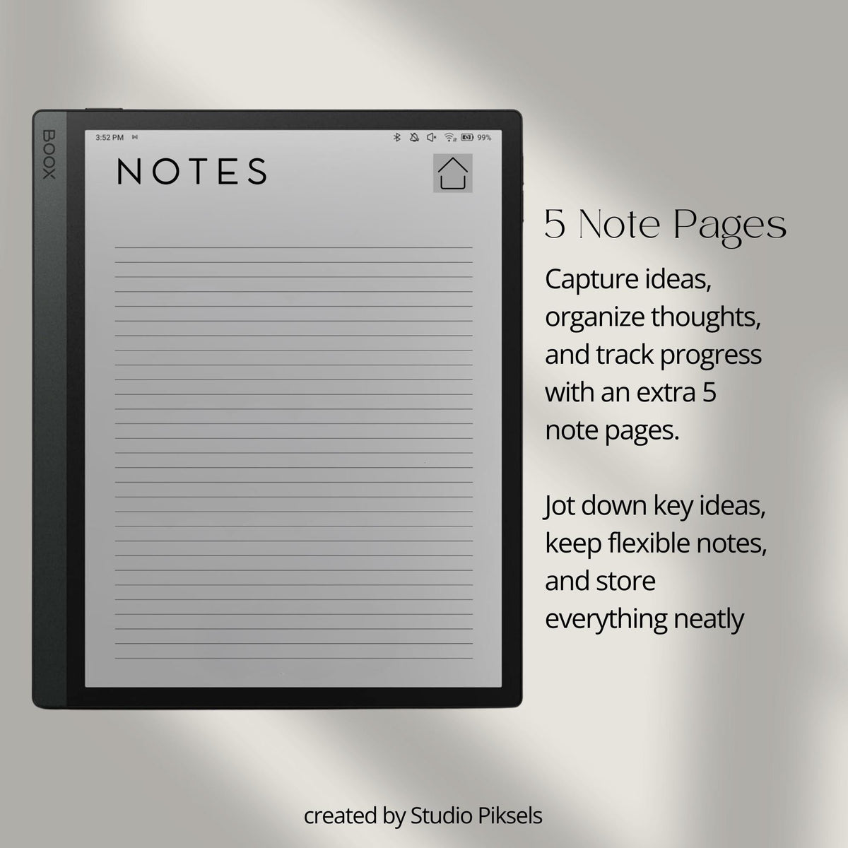 52 Week Planner for BOOX: Weekly 2026 Planner With Full Year Calendar, Linked Week Tabs and Minimalist Weekly Layouts