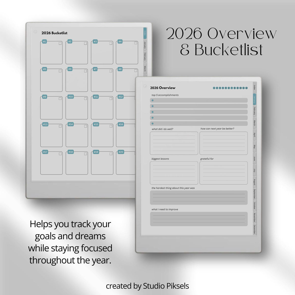 Stay organized throughout 2026  with this Daily Planner for reMarkable Paper Pro. Designed to combine planning, scheduling, journaling, goal setting, and personal reflection.