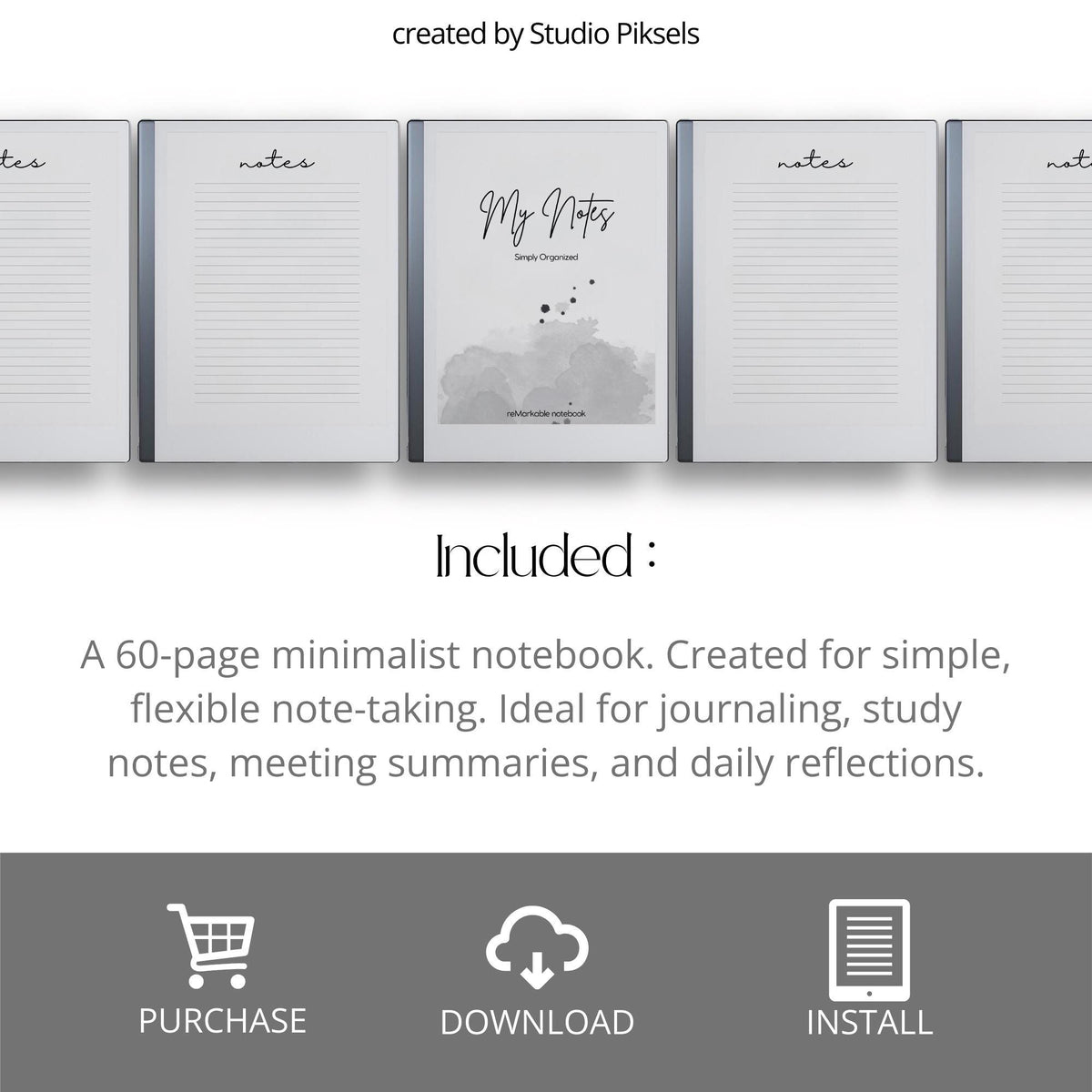 Minimalist Notebook With Lined Pages for reMarkable 2