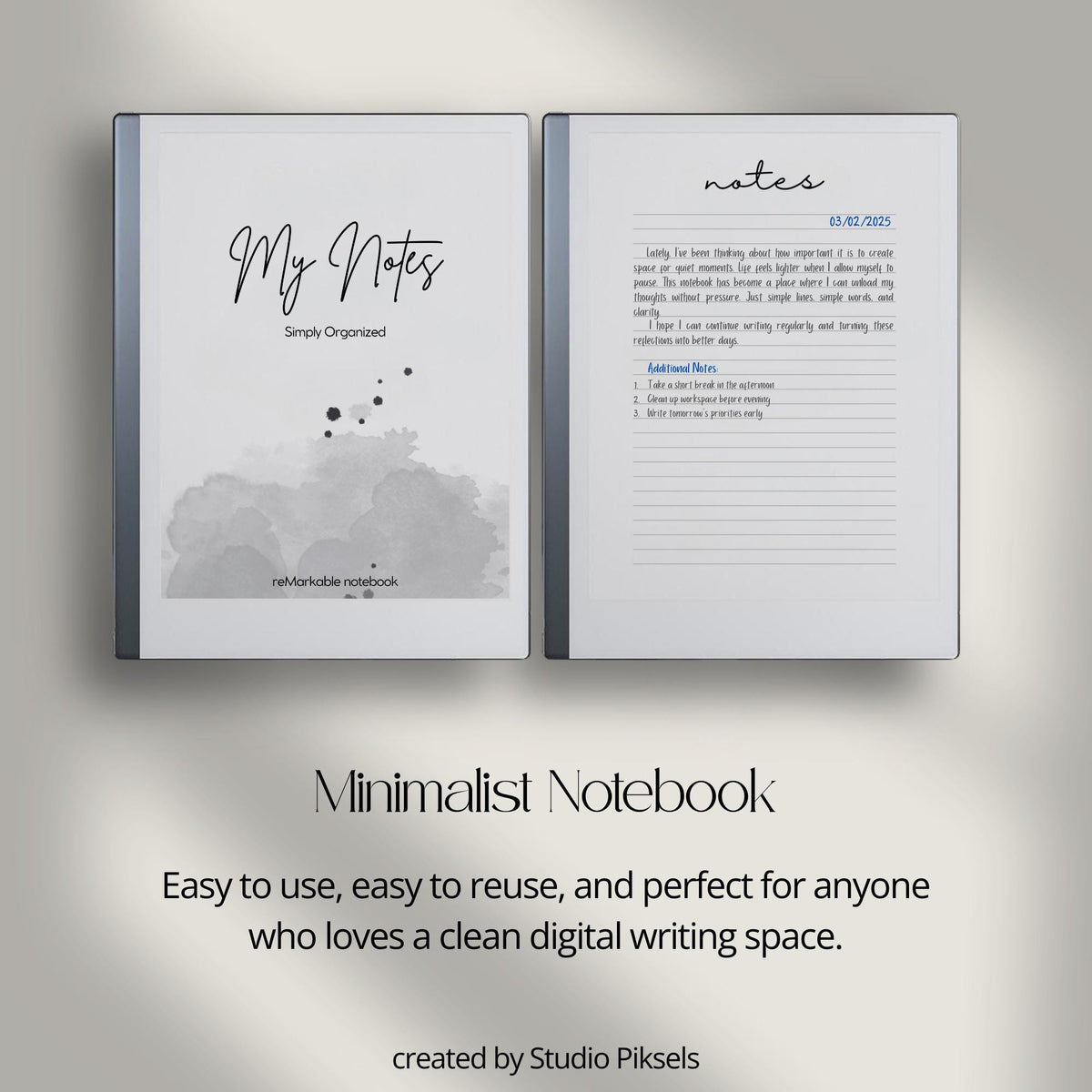 Minimalist Notebook With Lined Pages for reMarkable 2