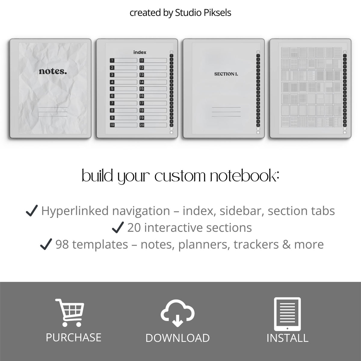 Custom Infinite Notebook for reMarkable Paper Pure