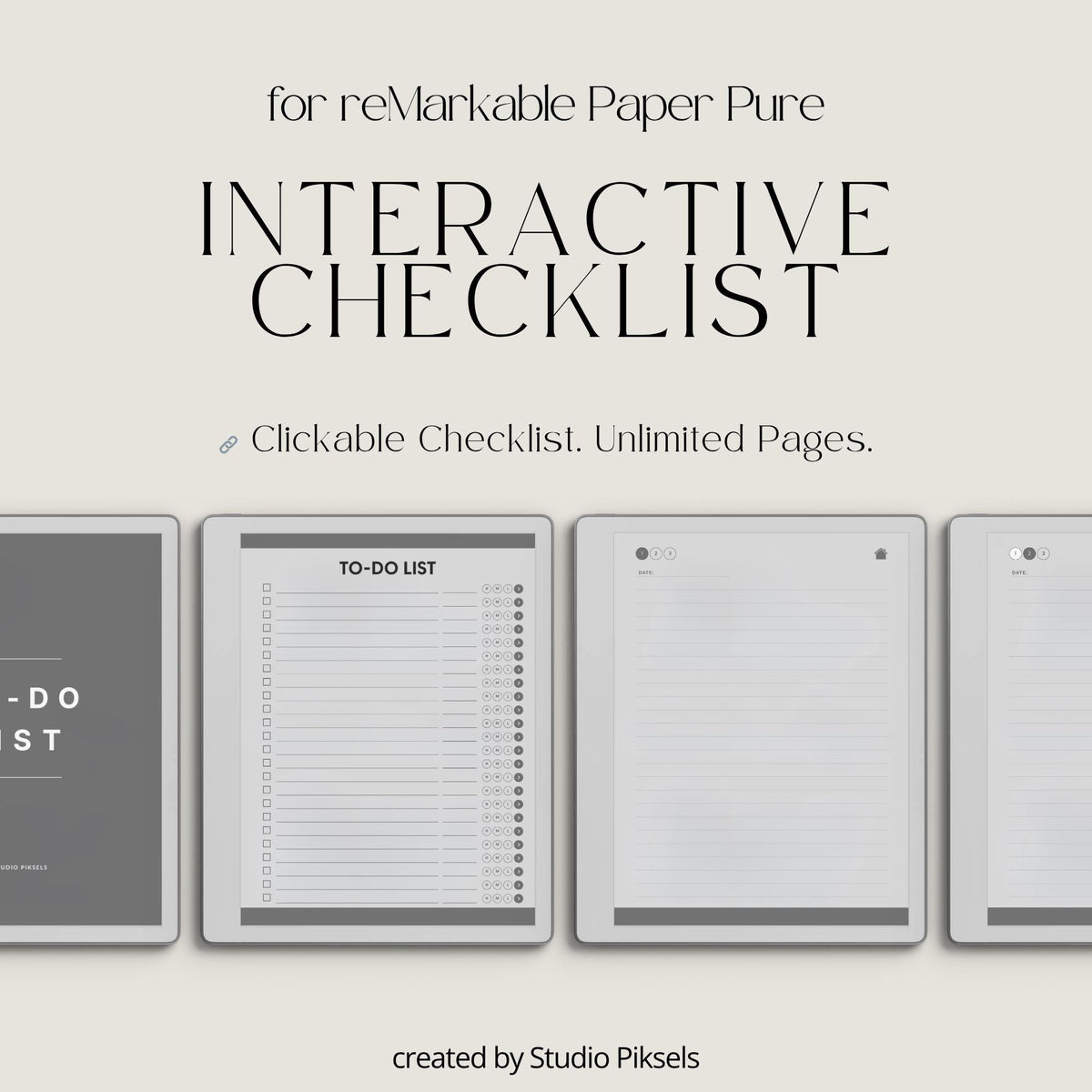 Interactive To Do List Notebook for reMarkable Paper Pure