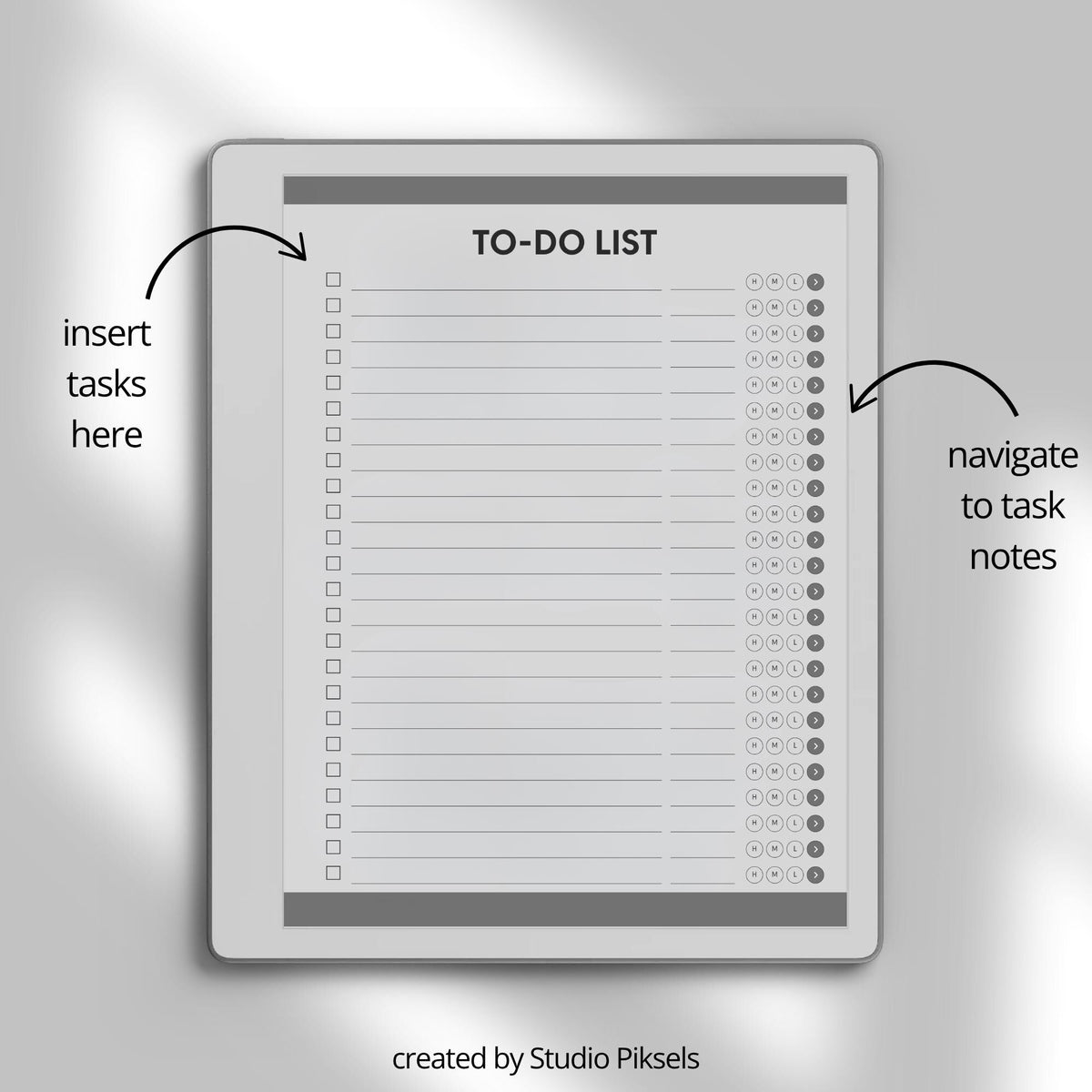 Interactive To Do List Notebook for reMarkable Paper Pure