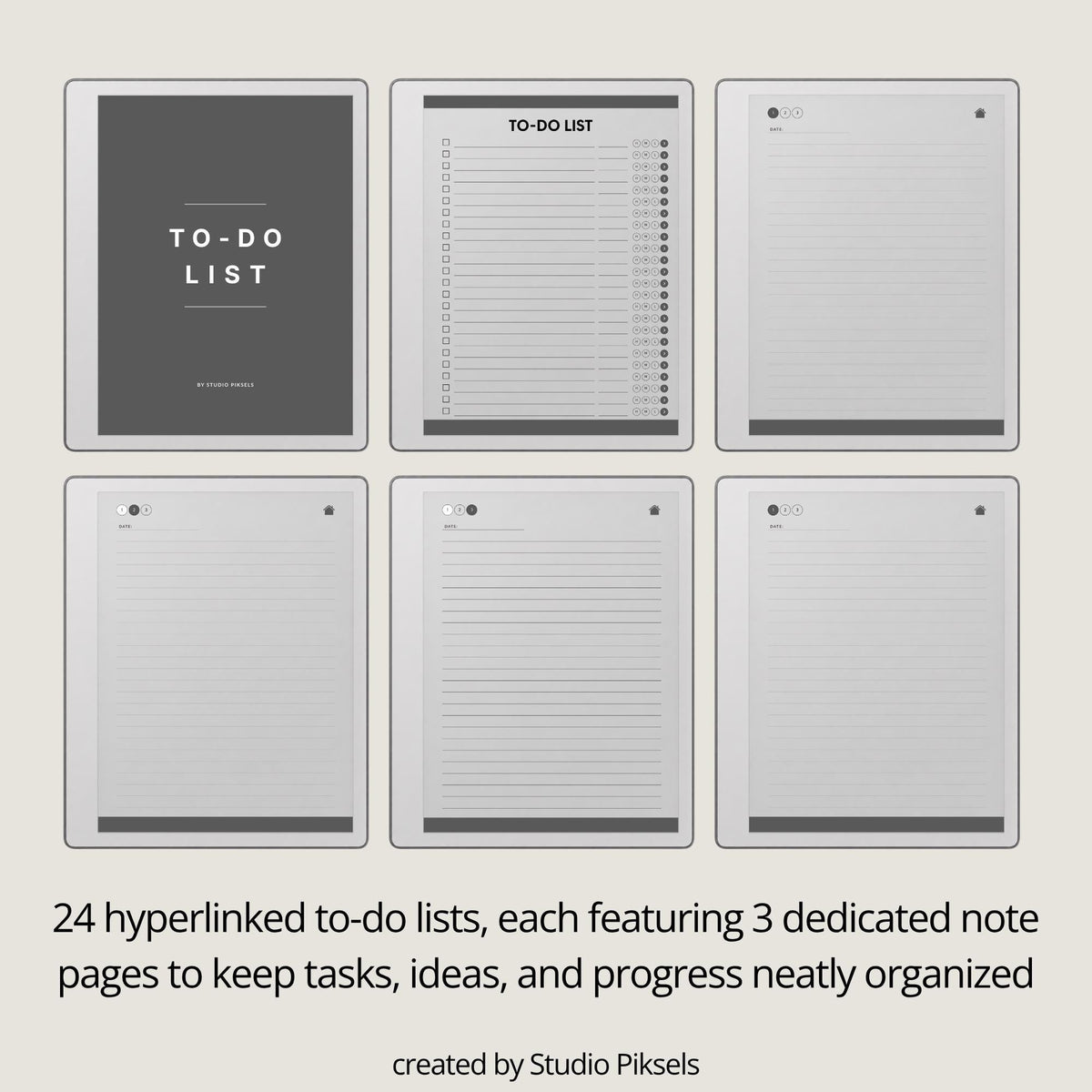 Interactive To Do List Notebook for reMarkable Paper Pure
